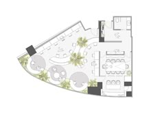 the floor plan for an office with two desks and one living room, which is also