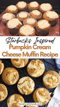 pumpkin cream cheese muffin recipe with text overlay