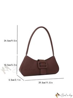 Bird in Bag - Elegant Solid Color Deco Baguette Bag Trendy Large Capacity Rectangular Baguette Bag, Square Baguette Bag For Shopping, Trendy Handheld Baguette Bag For Office, Chic Baguette Bag For Shopping, Trendy Rectangular Baguette Bag For Daily Use, Chic Brown Baguette Bag With Adjustable Handle, Trendy Everyday Square Baguette Bag, Brown Square Baguette Bag For Daily Use, Elegant Brown Baguette Bag With Adjustable Handle