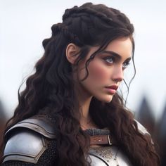 Warrior Princess Hair, Asgardian Princess, Character Inspiration Female, Viking Hair, Character Portraits, Book Characters, Dark Hair, Her Hair