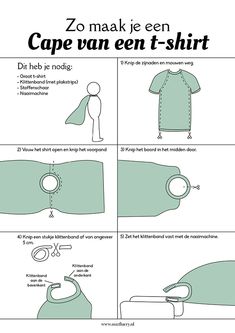 instructions for how to sew a cape on an unisex t - shirt