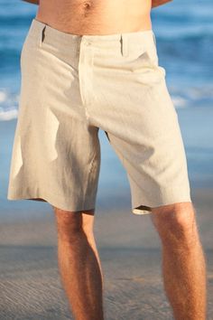 Maui Shorts Beach Wedding Groom Attire, Mens Beach Wedding Attire, Beach Wedding Men, Casual Groom Attire, Beach Wedding Groom, Beach Wedding Suits, Mens Fashion Summer Outfits, Mens Linen Shorts, Casual Grooms