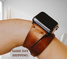 Product Details : Crafted with passion and precision, our handmade leather Apple Watch band exudes elegance and character, elevating your everyday style with a touch of sophistication. Meticulously designed and handcrafted by skilled artisans, each band is a testament to the timeless artistry of leatherwork. Indulge in the luxurious feel of genuine leather as it wraps around your wrist, offering both durability and comfort. Sourced from the finest hides, our leather is carefully selected for its Adjustable Brown Apple Watch Band For Gift, Adjustable Brown Apple Watch Band As Gift, Modern Brown Apple Watch Band As Gift, Leather Bracelet Strap Apple Watch Band As Gift, Brown Bracelet Strap Apple Watch Band For Gift, Brown Bracelet Strap Apple Watch Band As Gift, Cuff Watch Band With Bracelet Strap As Gift, Gift Cuff Watch Band With Bracelet Strap, Cuff Bracelet Strap Watch Band Gift