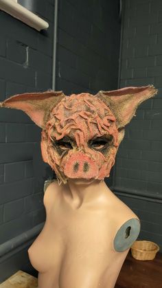 Get ready to be terrorized! Introducing the handcrafted Pig Mask. Whether you're a theater actor, film producer, or cosplayer, this mask is sure to give you nightmares. With its out there appreance and blood-curdling expressions, you'll feel like you're living a horror movie. 🐷 Get one now and start scaring everyone around you!  #horrormask #pigmask #theater #film #cosplay #scarymask  I can make you your own hessian burlap style pig mask, perfect for all occasions - not just Halloween!   Each o Horror Mask Ideas, Butcher Halloween, Haloween Mask, Theater Actor, Dragon Half, Pig Mask, Cardboard Mask, Wicker Man, Horror Masks