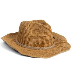 a straw hat on a white background with clipping for the brimmed edge