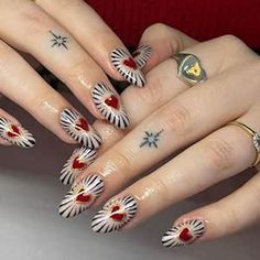 Heart Nail, Hari Valentine, Nail Swag, Stick On Nails, Heart Nails, Funky Nails, Dope Nails, Valentine's Day Nails, Artificial Nails