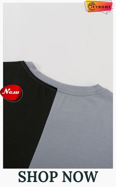 Brown Colorblock T-shirt with Slits Gray Short Sleeve T-shirt With Splicing, Gray Spliced Short Sleeve T-shirt, Gray Spliced Short Sleeve Top, Gray Color Block T-shirt For Summer, Gray Color Block Short Sleeve Top, Gray Color Block Summer Top, Gray Color Block Top For Summer, Summer Color Block T-shirt, Gray Color Block T-shirt With Short Sleeves