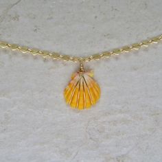 Hawaiian Sunrise Shell Necklace, Gold Chain Choker, Orange Rare Seashell, Hawaii Jewelry, Handmade Maui, Wire Wrapped, Beach Lover Gift Idea Beach Art Crafts, Sunrise Shell, Hawaii Jewelry, Choker Handmade, Necklace Gold Chain, Gold Chain Choker, Beach Lover Gifts, Hawaii Beach, Symbolic Jewelry