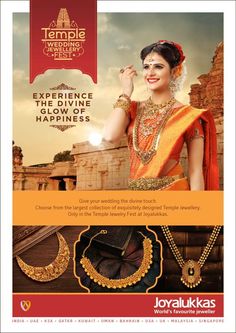 an advertisement for temple wedding jewellery