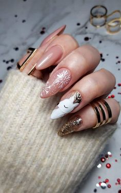 Christmas Nails Easy, Snow Flakes, Winter Nail, New Year's Nails