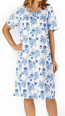 Premium Quality SLENDERELLA ND4200, COTTON, 40''LENGTH, FLORAL, SHORT SLEEVE NIGHTDRESS, 12/ 14,, Intimates & Sleep Blue Floral Print Short Sleeve Sleepwear, Short Sleeve Floral Print Sleep Dresses, Short Sleeve Floral Sleep Dresses, Summer Short Sleeve Dress For Sleepover, Cotton Short Sleeve Dress For Sleepover, Spring Short Sleeve Sleepwear, Short Sleeve Sleepwear For Spring, Summer Sleepover Dress With Short Sleeves, Short Sleeve Floral Print Dress For Loungewear