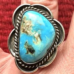 Rare VTG Navajo Blue Gem Turquoise Ring Sterling Silver Statement Jewelry Sz 6.5 | eBay Untreated Blue Rings For Anniversary, Untreated Blue Ring For Anniversary, Classic Collectible Round Turquoise Ring, Collectible Blue Rings, Southwestern Blue Rings For Anniversary, Classic Turquoise Ring For Collectors, Antique Blue Turquoise Ring For Anniversary, Collectible Round Turquoise Ring, Classic Turquoise Rings Collectible