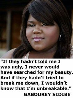 an image of a woman with a quote on it that says if they had't told me i was ugly, i never would have reached for my beauty