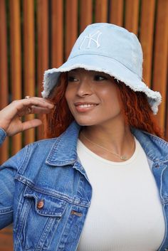 Step up your street style with the NY Denim Bucket Hat. Crafted from durable denim, this hat brings a trendy, laid-back vibe to any outfit. Perfect for casual outings or adding an edge to your everyday look, the NY Denim Bucket Hat is a must-have for those who love effortless cool. Boonie Hat, Denim Bucket Hat, Washed Denim, Hats Vintage, Trucker Cap, Denim Wash, Step Up, Everyday Look, Caps Hats