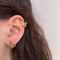 Butterfly Ear Cuff, Ear Peircings, Lover Girl, Gold Ear Cuff, Helix Earrings, Girly Jewelry