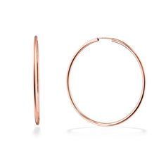 14K Rose Gold Endless Hoop Earrings. The hoop earrings measure approximately 1 3/16" in diameter and approximately 2mm in width. Small Hoop Earrings In Rose Gold, Rose Gold Round Hoop Earrings For Pierced Ears, Rose Gold Small Hoop Earrings Tarnish Resistant, Hypoallergenic Rose Gold Round Hoop Earrings, Hypoallergenic Rose Gold Hoop Earrings, Hoop Earrings, Rose Gold, Gold