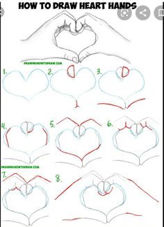 how to draw heart hands step by step