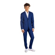 Get him looking sharp for any occasion, no hassle or fuss, with this Boys 10-16 OppoSuits Daily 2-Piece Suit Set - Dark Blue. Click on this KIDS APPAREL & SHOES GUIDE to find the perfect fit and more! Get him looking sharp for any occasion, no hassle or fuss, with this Boys 10-16 OppoSuits Daily 2-Piece Suit Set - Dark Blue. Click on this KIDS APPAREL & SHOES GUIDE to find the perfect fit and more! FEATURES 2-Piece set includes Jacket, pantsJacket: long sleeves, button closure, 1 functional pock Teen Boy Wedding Guest Outfit, Hoco Boys Outfits, Eli Outfits, Homecoming Boys Outfits, Boys Homecoming Outfits, Junior Groomsmen, Shoes Guide, Semi Formal Outfit, Dance Attire