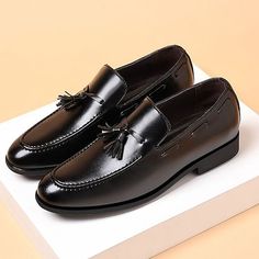 Category:Boat Shoes,Loafers  Slip-Ons; Upper Materials:PU; Embellishment:Tassel; Season:Spring,Summer,Fall,Winter; Gender:Men's; Size Suggestion:ONE-SIZE fits S to M, please refer to the Size Chart below.; Toe Shape:Pointed Toe; Style:Business,British Gentleman; Outsole Materials:Rubber; Occasion:Party  Evening,Office  Career; Function:Comfortable,Slip Resistant; Pattern:Solid Colored; Listing Date:08/18/2023; 2024 Trends:Tassel,Formal Shoes,Dress Shoes,Tassel Loafers; Foot Length:null; Foot Width:null; Size chart date source:Measured by LightInTheBox. Gentleman Office, Mens Dress Loafers, Mens Slip Ons, British Gentleman, Tassel Shoes, Dress Loafers, Loafers Online, 2024 Trends, Tassel Loafers