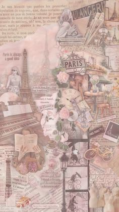 the collage is made up of many different things in paris, including an eiffel tower