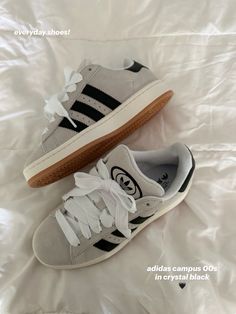 these adidas campus 00s in crystal black ar the perfect everyday shoes - you can wear it to every outfit - neutral, classy colors!! Adidas Campus Shoes, Crystal White