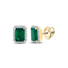 Splendid Jewellery 10kt Yellow Gold Lab-Created Emerald Diamond Stud Earrings #Earrings #Gold #Diamond #StyleInspiration #ModelLife #Minimalist #InstagramInfluencer #HowToStyle #EverydayFashion #TodaysDetails #Purse #SimpleFits #Couture #Bracelet #FashionWeek #Trendy #ModelPhotography #InstaFashion #Accessories #Bling #UrbanWear #Choker #OutfitOfTheDay #FashionGram #Model #Grunge #OOTD #Clutch #InstaModel #Necklace Gold Diamond Earrings Studs, Gold Diamond Studs, Lab Created Emerald, Jewelry Pendants, Rings Fashion, Gold Stud Earrings, Diamond Stud Earrings, Emerald Earrings, Diamond Stud