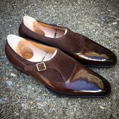 Brown Patina and Suede Single Monk Strap Loafer Shoes on Storenvy Quality Leather Boots, Pointed Shoes, Pregnancy Shoes, Custom Design Shoes, Man Shoes, Monk Strap Shoes, Fashion Man, Monk Strap, Handmade Shoes