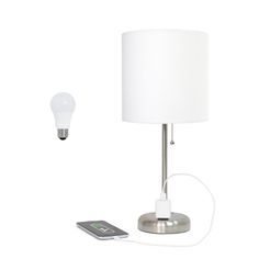 a lamp and remote control on a white background