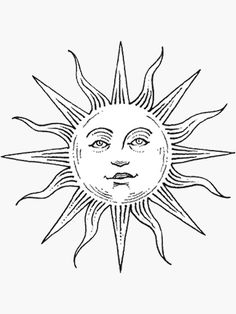 the sun with its face drawn in black and white, as if it were an ink drawing