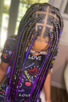 Box Braids for Kids Preteen Braided Hairstyles Kids, Kids Box Braids With Color, Colorful Braids For Kids, Braids For Mixed Girls Kids, Single Braids For Kids, Knotless Box Braids Kids, Pheobe Hair, Individual Braids For Kids, Kid Box Braids