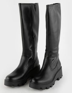 DOLCE VITA Varoon Knee High Womens Boots - BLACK | Tillys Long Boots No Heel, Leather Knee High Boots Women, Black Boots Wide Calf, Work Winter Shoes, Black Boots Calf High, Tall Black Platform Boots, Knee High Wide Calf Boots, 2024 Fall Boots, Black Boots No Heel