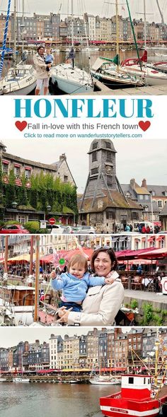 two photos with boats in the water and one has a woman holding a child on her lap