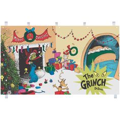 the grinch christmas card is hanging on a wall