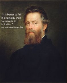 a portrait of a man with a beard and quote about it is better to fall in originally than to proceed in intention