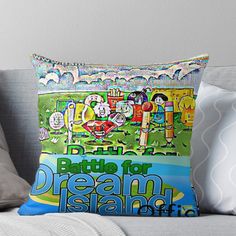 a throw pillow with the words battle for dream island on it