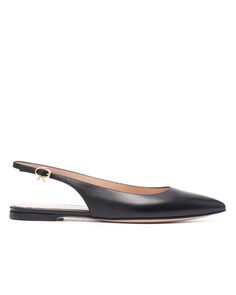 Gianvito Rossi Katty Flat in Black Pointed close toe Buckle fastening slingback strap Gold hardware Leather upper Leather lining Leather sole Made in Italy Gucci Heels, Evening Jumpsuit, Rossi Shoes, Designer Pumps, Women Men Shoes, Designer Heels, Black Pumps, Leather Pumps, Gianvito Rossi