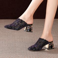 As low as $64.00 Summer Party Mules With Pointed Toe, Summer Party Low Heel Shoes, Glamorous Embellished Mules For Evening, Glamorous Embellished Evening Mules, Low Heel Mules For Summer Party, Summer Party Mules With Low Heel, Elegant Embellished Open Toe Mules, Spring Party Heels With Closed Toe, Spring Party Closed-toe Mules