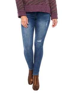 Stretch Blue Luxe Touch Premium Distressed Denim "Ab"solution Booty Lift Jegging Skinny Jeans butt lifting jeggings Womens Jeggings, Frayed Hem Jeans, Long Jeans, Clothing Tags, Feel Beautiful, Distressed Denim Jeans, Grey Denim, Plus Size Jeans, Blue Denim Jeans