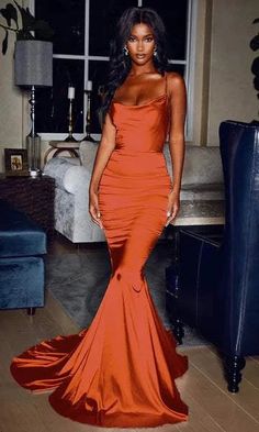 National Orange Evening Dress-danddclothing-Classic Elegant Gowns,Evening Dresses,Long Orange Evening Dresses, Extra Heels, Orange Prom Dresses, Normal Delivery, فستان سهرة, Looks Black, Prom Outfits, Evening Formal, Glam Dresses