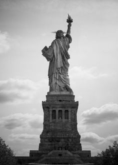 black and white photograph of the statue of liberty