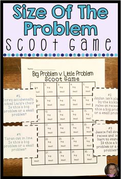 a piece of paper that says size of the problem scoot game