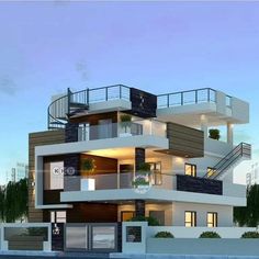 this is an artist's rendering of a two story house with balconies