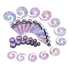 PRICES MAY VARY. VALUE PACK: 36 Pieces (18 Pairs): 12 Pieces (6 Pairs) of Large Acrylic Tapers + 12 Pieces (6 Pairs) of Large Acrylic Plugs with Double O-Rings and 12 Pieces (6 Pairs) of Spiral Plugs SIZES: Tapers, Spirals and Plugs (1 Pair of Each Size): 00G (10mm), 1/2" (12mm), 9/16" (14mm), 5/8" (16mm), 11/16" (18mm), 13/16" (20mm).COLOR: Colorful. MATERIAL: Acrylic Provides a Smooth and Comfortable Surface While Being Lightweight. Perfect Choice for Those who Suffer From Allergic Reactions t Ear Stretching, Tapers And Plugs, Body Jewelry Piercing, Black Clothing, Stretched Ears, Ear Plugs, Piercing Jewelry, O Ring, Body Jewelry