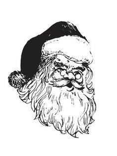 a black and white drawing of santa claus