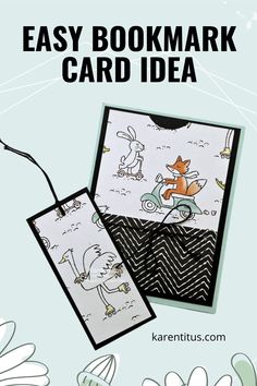 an easy bookmark card idea for kids with pictures of animals and flowers on it