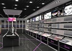 an image of a store that is full of cosmetics and beauty products in it's display cases