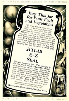 an old advertisement for atlas seal fruit and vegetable products from the early 1900's