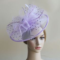 Category:Headdress,Fascinators,Hats,Headwear; Embellishment:Feather,Bows,MiniSpot,Pure Color,Splicing,Tulle; Gender:Women's; Quantity:1 PC; Theme:Fashion,Head,Vintage Theme,Wedding,Holiday,Classic Theme,Birthday; Style:Vintage,Elegant; Hats Category:Top Hat,Veil Hat,Floppy Hat,Fedora Hat; Occasion:Horse Race,Cocktail; Material:Organza; Front page:WE; Shipping Weight:0.13; Listing Date:03/25/2024; Head Circumference: Luxury Purple Feathered Fascinator, Short Brim Feather Trim Fascinator, Summer Hats For Races With Feather Trim, Summer Hats With Feather Trim For Races, Spring Hats With Feathers And Short Brim, Summer Racing Hats With Feather Trim, Wide Brim Feathered Mini Hat For Spring, Wide Brim Hat With Feathers For Spring, Wide Brim Mini Hat With Feathers For Spring