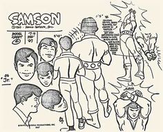 an old drawing of some people in different outfits and hair styles, with the words samson above them