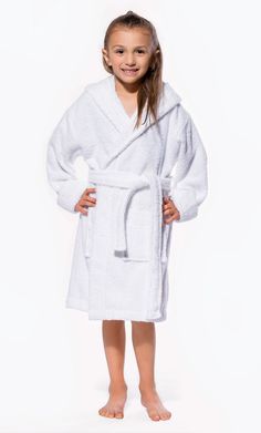 100% Turkish Cotton White Hooded Terry Kid's Bathrobe-Robemart.com Newborn Layette, Kids Robes, Plaid Dog Bandana, Girls Robes, Elegant Baby, Baby Bloomers, Sleepwear & Loungewear, Business Outfits, Our Kids